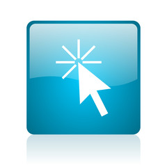 click here blue square web glossy icon