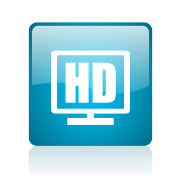 hd display blue square web glossy icon