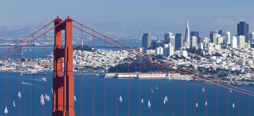 Fotobehang San Francisco Panorama met de Golden Gate-brug © kropic