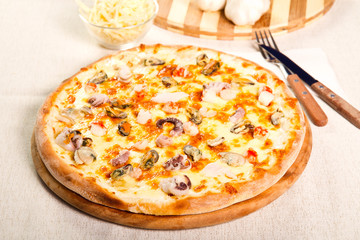 Seafood pizza