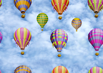 Obraz premium Colorful balloons in the sky. Seamless pattern