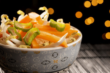 Closeup bowl with Asian vegetables