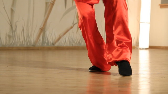 female martial artists in the room - legs closeup