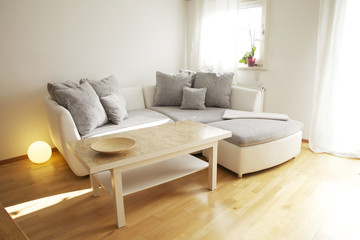 Design Wohnzimmer mit Tisch und Sofa