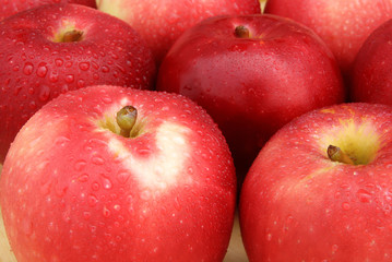 fresh apples with drips close up