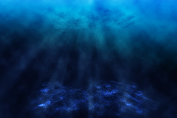 Dark underwater world, background.