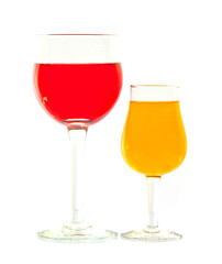 Juice glass close-up isolated on white background