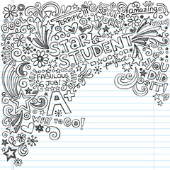 Star Honors Student Scribble Inky Notebook Doodles Vector