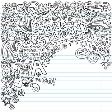 Star Honors Student Scribble Inky Notebook Doodles Vector