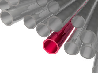 Red and grey pipes