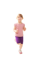Little child running, playing sports. Healthy lifestyle
