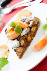 beautiful and tasty apple pie with coffee