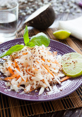 salad of black radish with honey and lemon juice