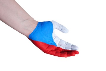 hand in the colors of czech republic