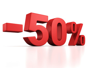 50 percent off discount red text on white