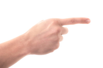 Letter 'G' in sign language, on a white background
