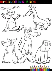 Abwaschbare Fototapete Selbstmontage Cartoon Hunde oder Welpen für Malbuch