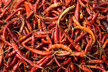 Dry red chili pepper background