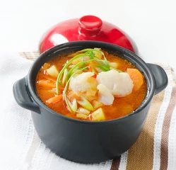 Keuken spatwand met foto Fish Soup with vegetables © bit24