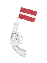 Revolver with a flag of Latvia.