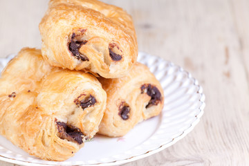 three pain au chocolate