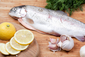 trout on chopping board