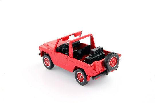 Scale model of red of road vehicle
