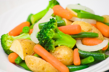 Mixed vegetables on a plate