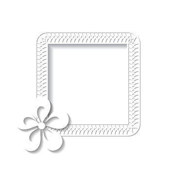 paper frame with a flower on the white background