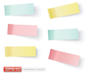 vector sticky notes, transparent shadows