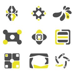Design elements in grey and green colors
