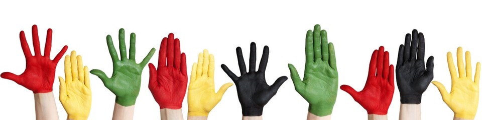 panorama of colorful hands