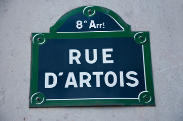 Rue d' Artois à Paris 8ièm