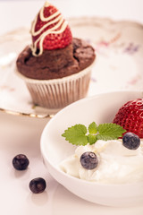 muffin and strawberry