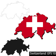 3D flag map of Switzerland