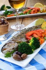 Trout and wine
