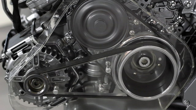 car engine belt and gears detail