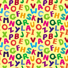 Vector seamless pattern with cartoon letters