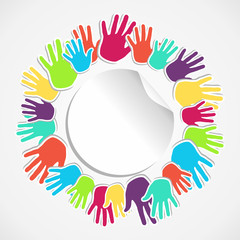 Colorful human hand circle