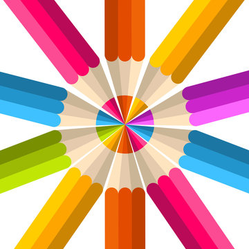 Colorful rainbow pencil circle