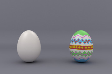 Two eggs in studio setting