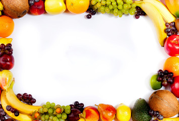 Border or frame of colorful fruits.