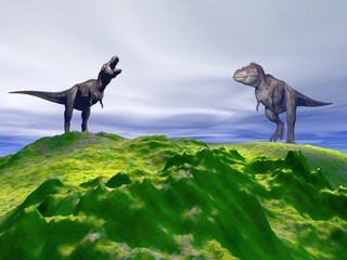 hill green and dinosaur