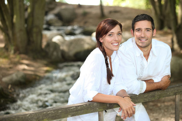Fototapeta premium Couple walking in the forest