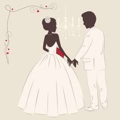 Fototapeta premium Wedding invitation . Romantic bride and groom .