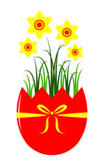 daffodils in egg pot