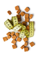 brown sugar cubes and measuring tape