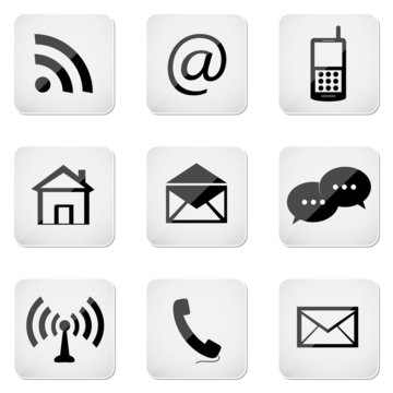 Contact buttons set, email icons