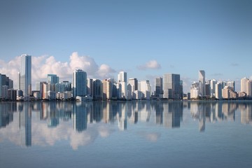 Fototapeta premium Miami skyline with reflections in Biscayne Bay