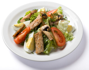 meat salad served on white plate